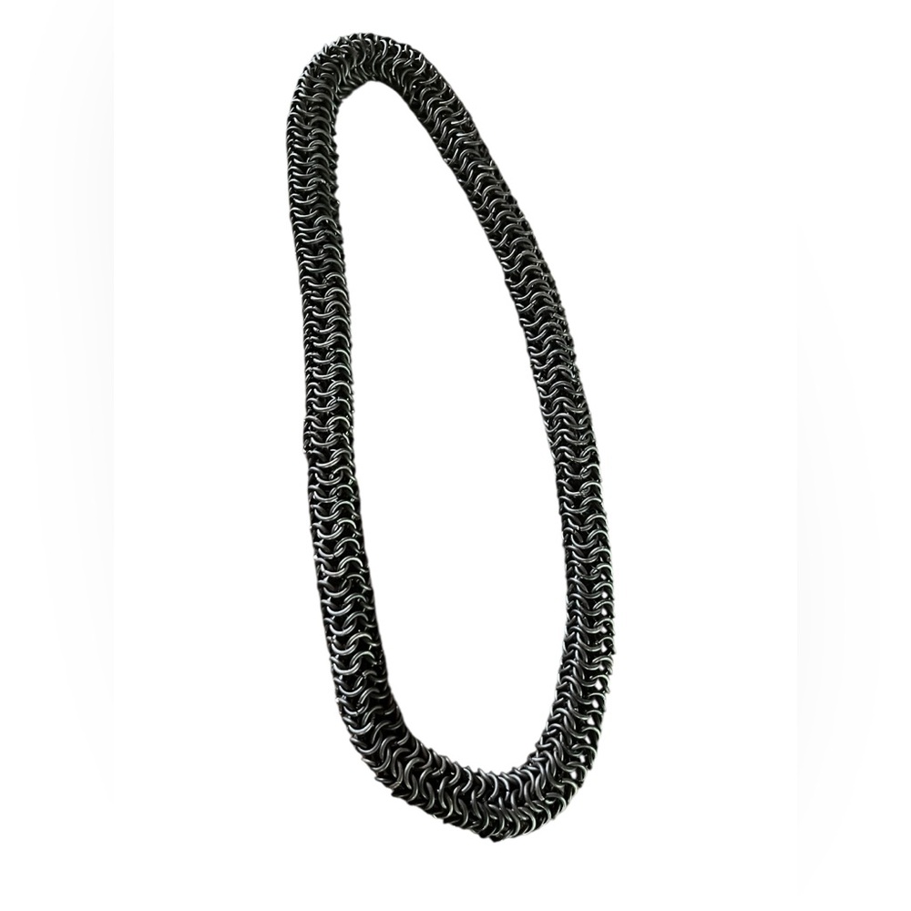 Bold Handcrafted Steel Chainmail Necklace – Statement Piece - Wearable Art